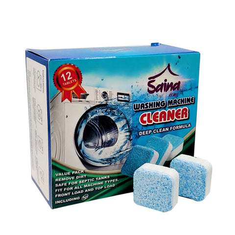 SainaHome Washing Machine Cleaner Tablet- Cleaning Tablets For HE Front Loader & Top Load Washer -12 Pack Economy Supply