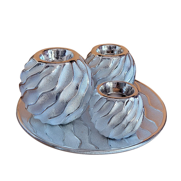 Tea light candle holders for table centerpiece set of three sizes